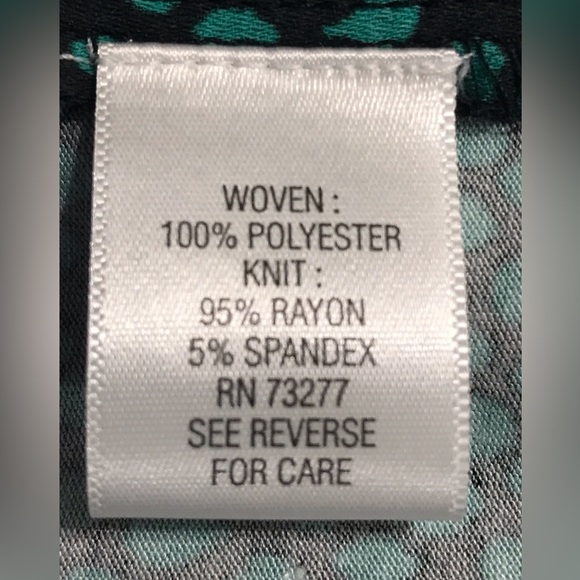 Dana Buchman Small Pleated Popover Blouse Black Green Polka Dots 3/4 Sleeves New - Picture 8 of 11